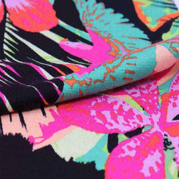 Xt-Pr-108 Viscose Open End Spandex Crepe Jersey, 210GSM, Knitted Fabric, Reactive Printed