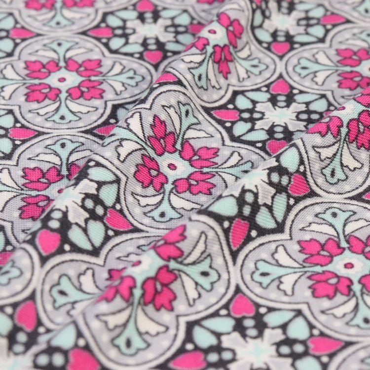 Viscose (Rayon) Spandex Jersey, Siro, Reactive Printing