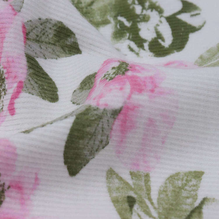 40s Cotton Elastic Rib, 2*2 Sleepwear Printed Textile Fabric