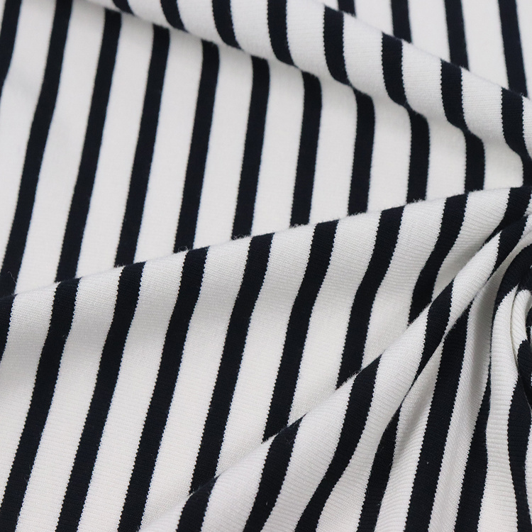 Stripe Viscose Elastic Jersey, Ring Spinning, Rayon Fabric