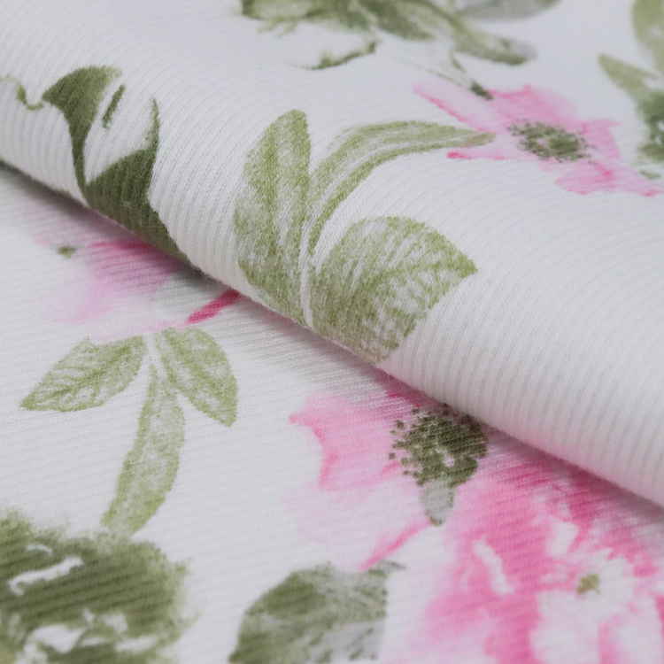 40s Cotton Elastic Rib, 2*2 Sleepwear Printed Textile Fabric