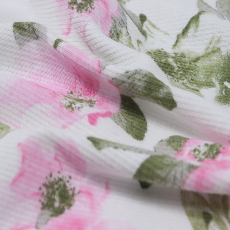 40s Cotton Elastic Rib, 2*2 Sleepwear Printed Textile Fabric
